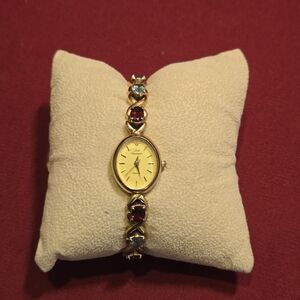 Vintage Goldtone / Gems Quartz Jules Jurgensen Ladies Cocktail Watch - Works